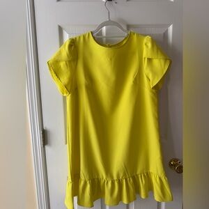 Bright Yellow Ruffle Hem Dress